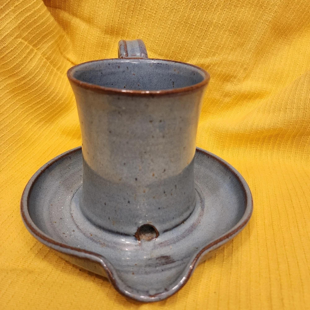 Hand Thrown Pottery Blue Bacon Cooker